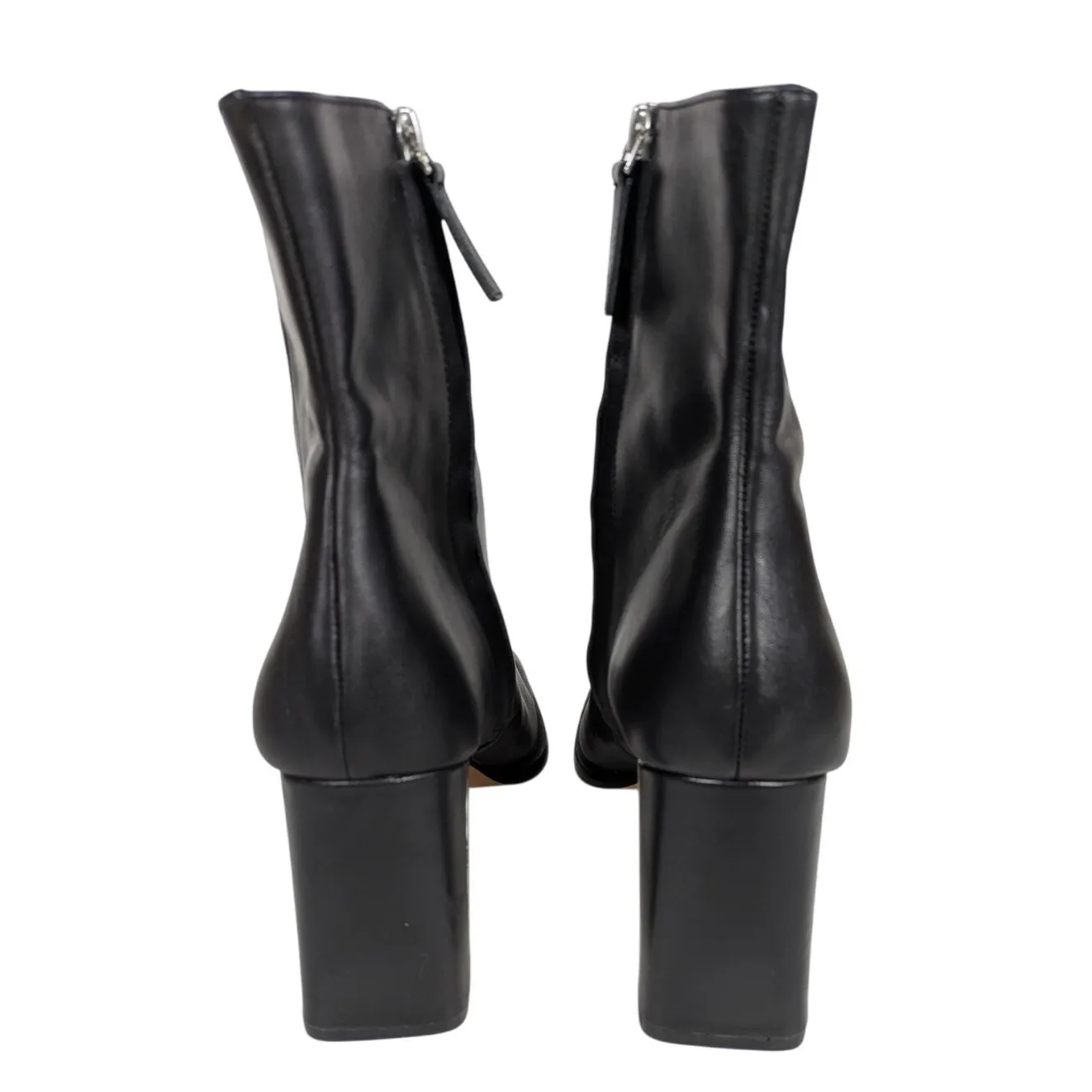 LINEA PAOLO Black Leather Valentin Heeled Ankle Bootie Square Toe Women's 9.5 - Image 4