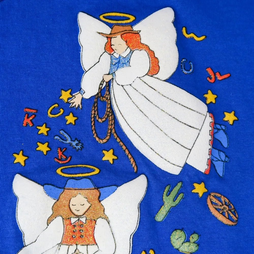 Vintage 90s Jerzees Western Blessings Angel Shirt - Image 6