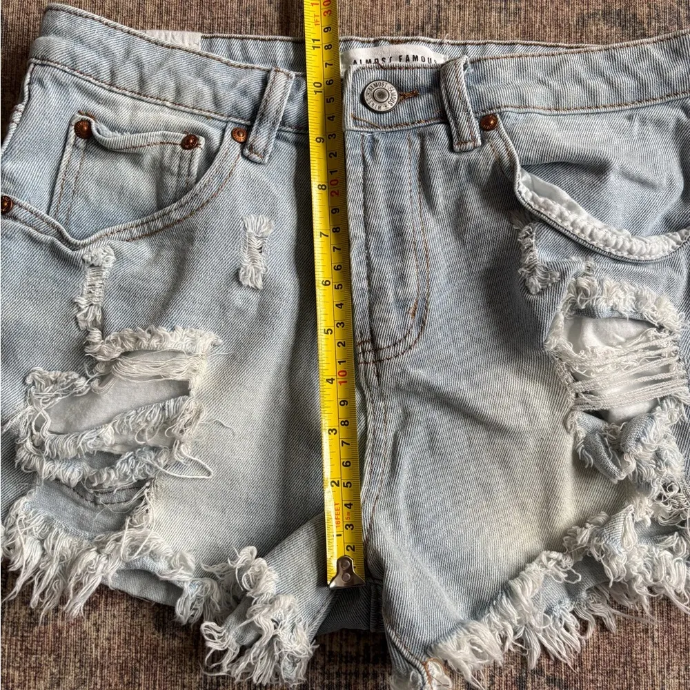 Almost Famous Distressed Denim Shorts Size 5 - Image 3