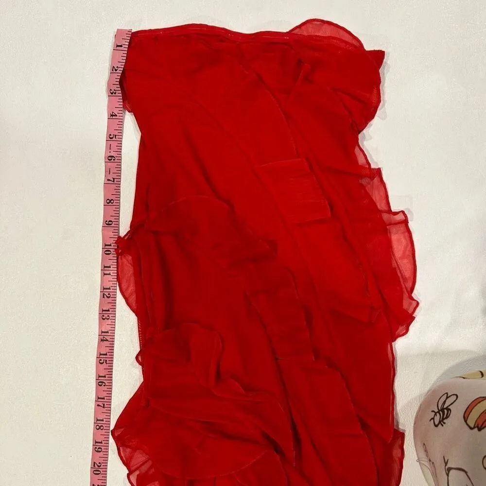 Oh Polly Red Ruffle Maxi Dress Size 2 Strapless Formal Gown - Image 7