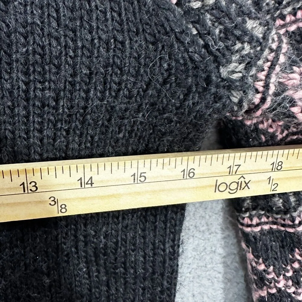 Ella Moss sweater women small gray nordic fair isle chunky knit alpaca wool cozy - Image 4