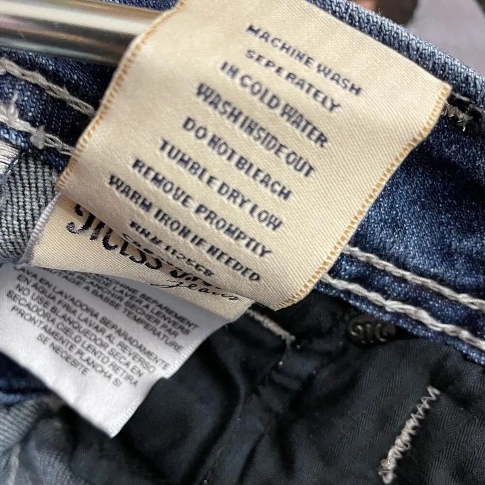 Angel Wing Rhinestone Western Cropped Capri Distressed Stretch Jeans 26 - Image 16