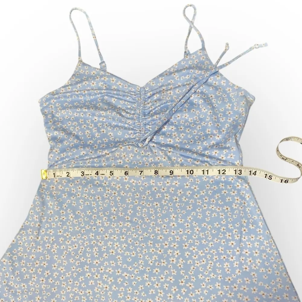 Altard State Baby Blue Ruched A-Line Mini Dress with White Daisies  Size S - Image 7