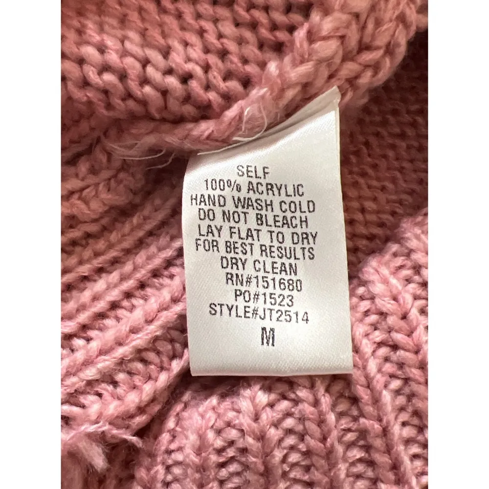 Storia Pink/Ivory Lighting Bolt Design Fray/ Fringe Knit Sweater  Sz M W… - Image 9