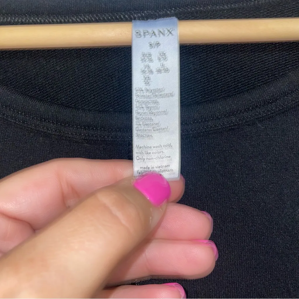 Spanx Black Oversized Perfect Length Crew Neck Sweatshirt 3/4 Sleeve Size‎ Small - Image 3