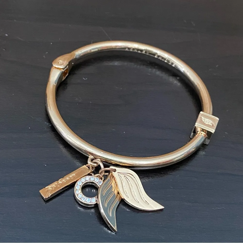 ASHLEY BRIDGET Gold-tone Guardian Angel Charm Hinge Bracelet - Image 2
