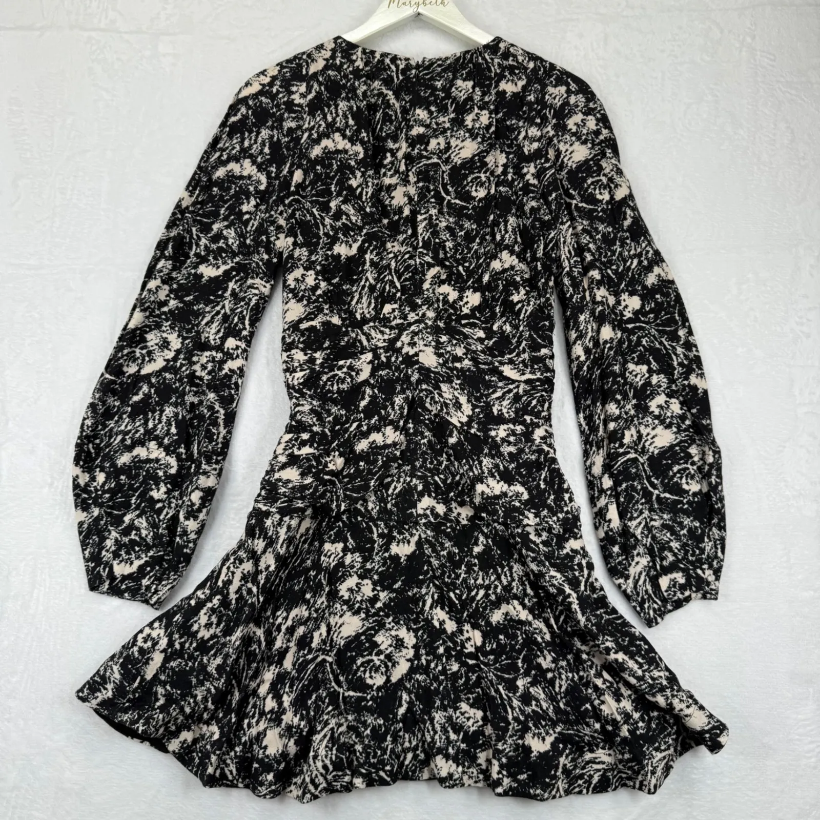 JONATHAN SIMKHAI Anastasia Black‎ Flora Fauna Ruched Mini Dress Size 6 Black - Image 8