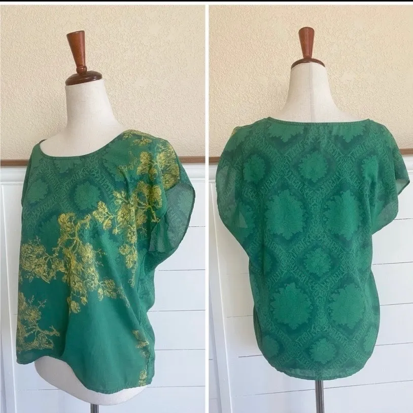 CAbi Green with Envy Dressy Blouse Style 597 Small EUC - Image 5