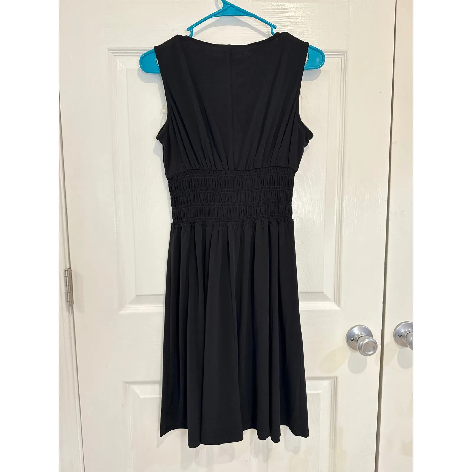 Adrienne‎ Vittadini Black Dress Smocked Waist Sleeveless Casual Dress Size S - Image 5