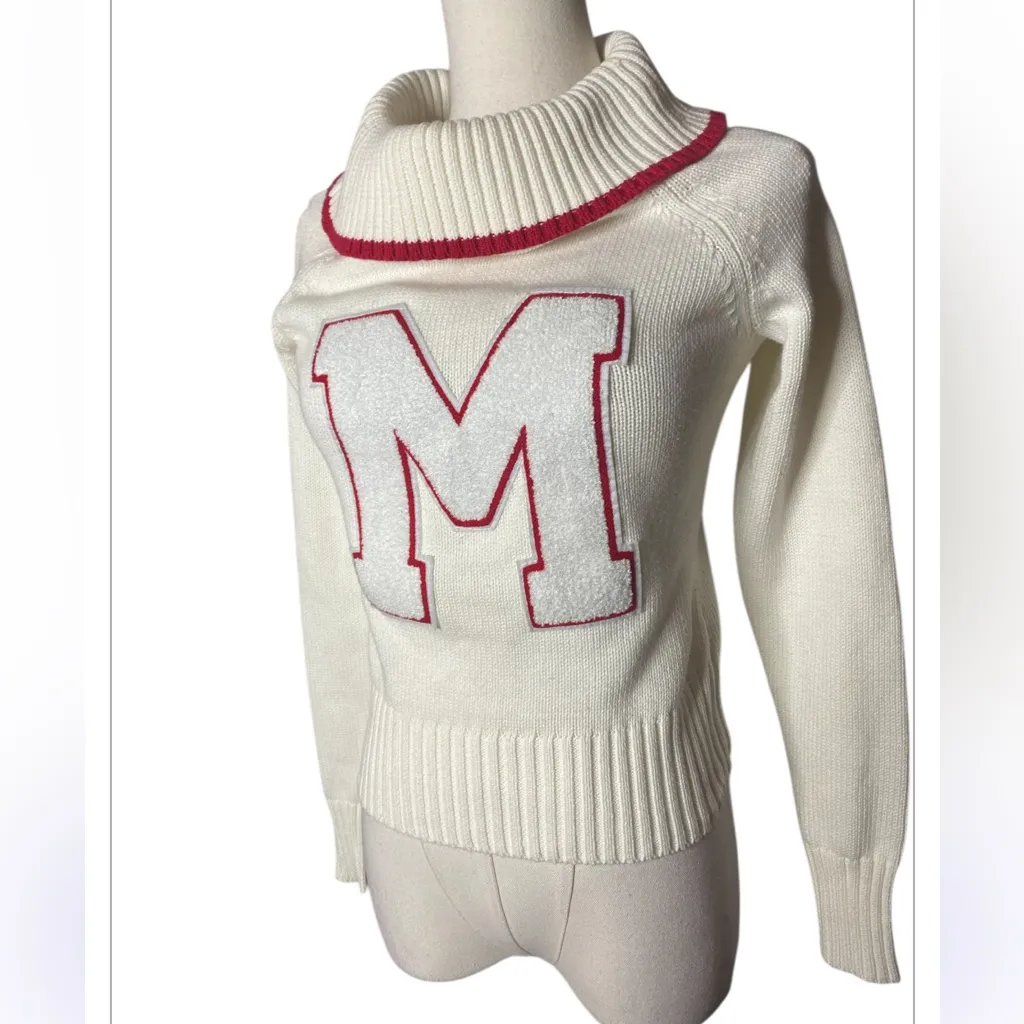 Barbie x Unique Vintage Marshmallow Knit Letterman Turtlenecks Sweater
Size XS White - Image 4