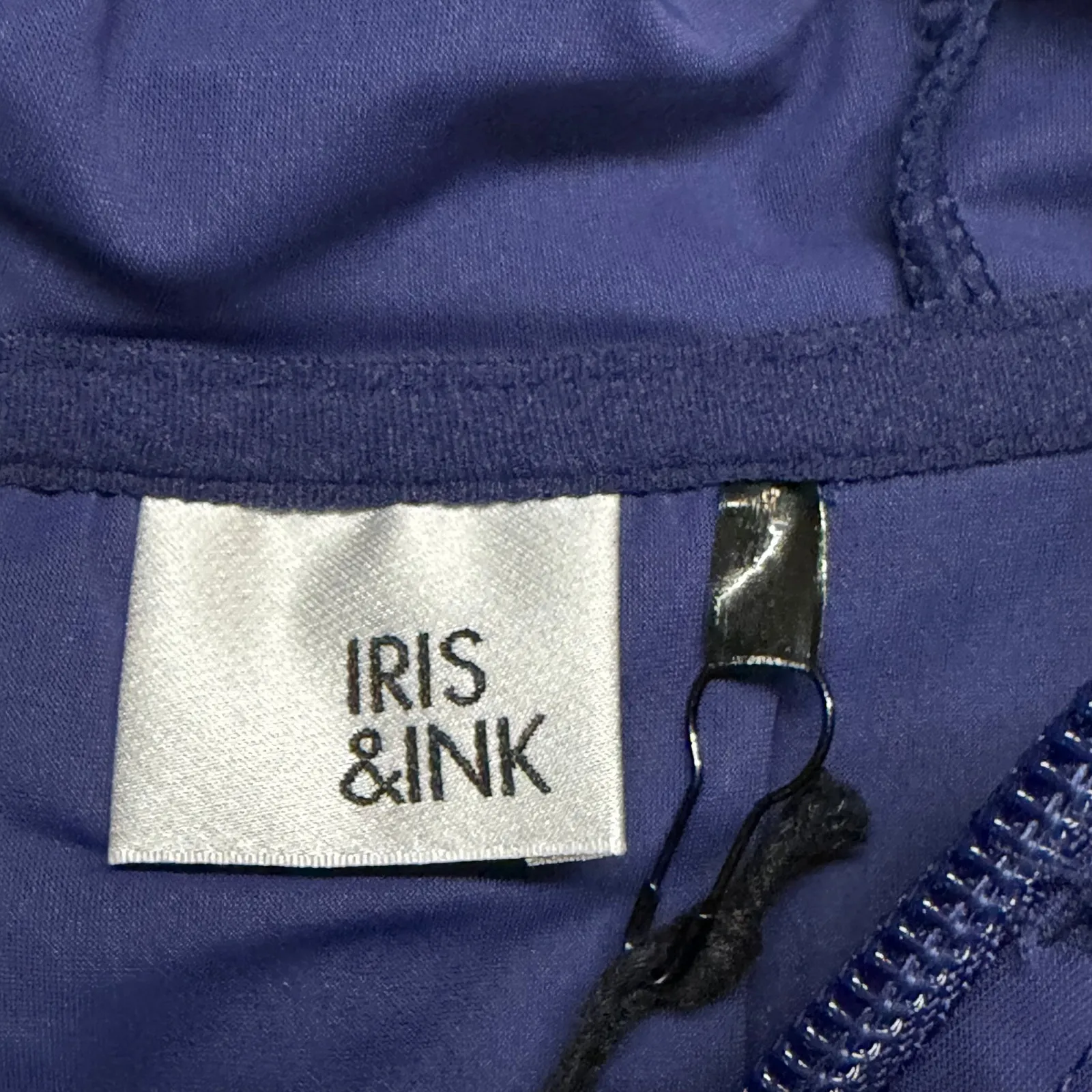 Iris & Ink Performance Jacket Womens S Patriot Blue Zip Up Hooded Athleisure - Image 13
