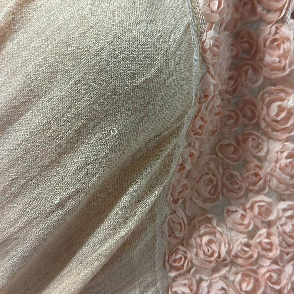 Light Orange Peach Rosette Accent Gauzy Sarong Wrap Scarf 25.5 x 63.5 inches - Image 9