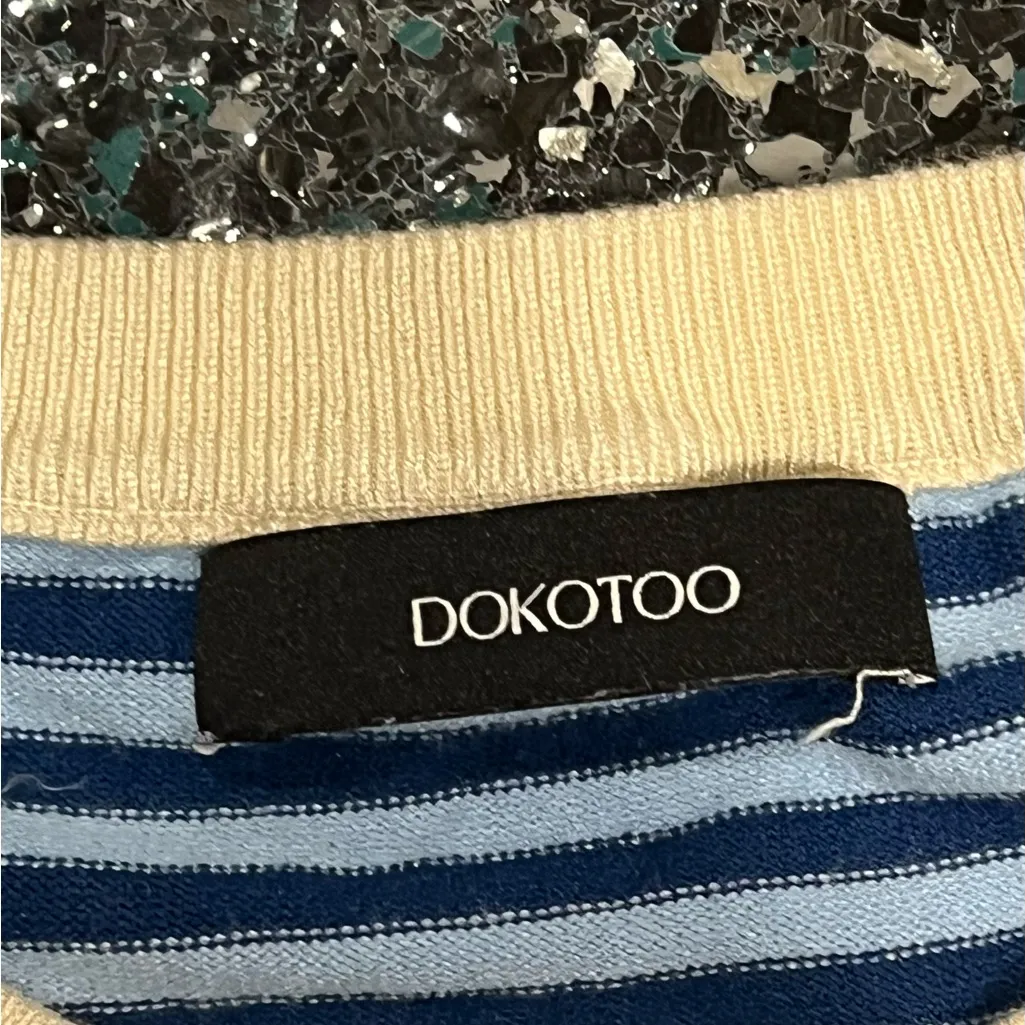 Women’s Dokotoo Multicolor Striped Shirt Short Sleeve Crew Neck Viscose Blend M Size M - Image 3