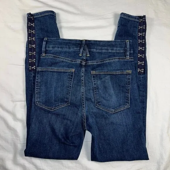 Good American Good Waist Hook & Eye Embellished Skinny Jeans Blue 184 Size 4/27 - Image 2