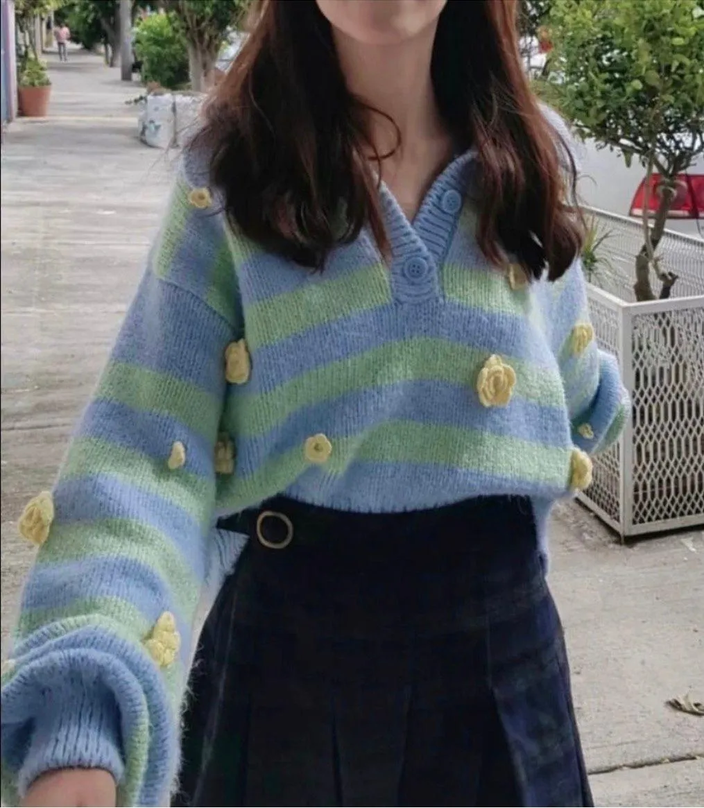 Floral Knit Embroidered Sweater - Image 5