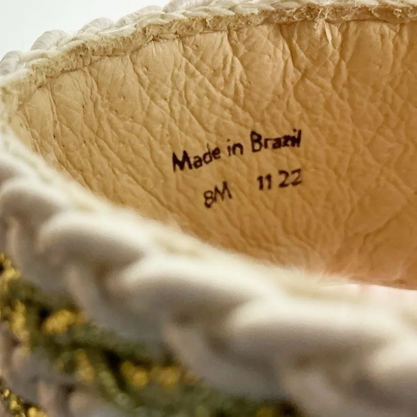 Jack Rogers Womens Jacks Rope Slip On Sandal sLeather Sole Gold Ivory 8 - Image 5