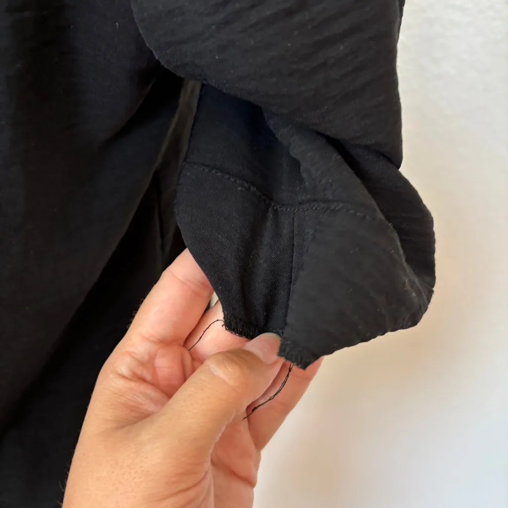 Timing  Solid Black Square Neck Blouse - Image 5