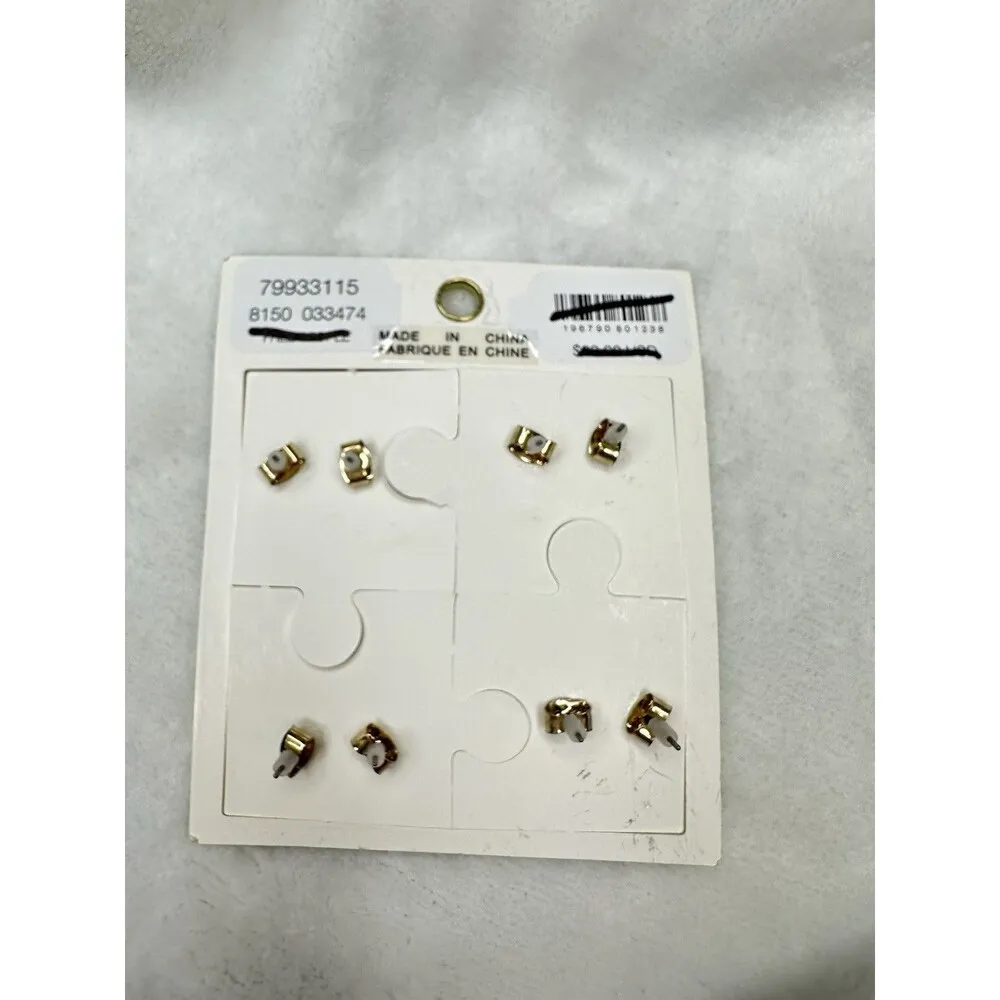 Free People Earrings Lucky Charm Stud Set Gold Tone Wear One Share One Puzzle - Image 2
