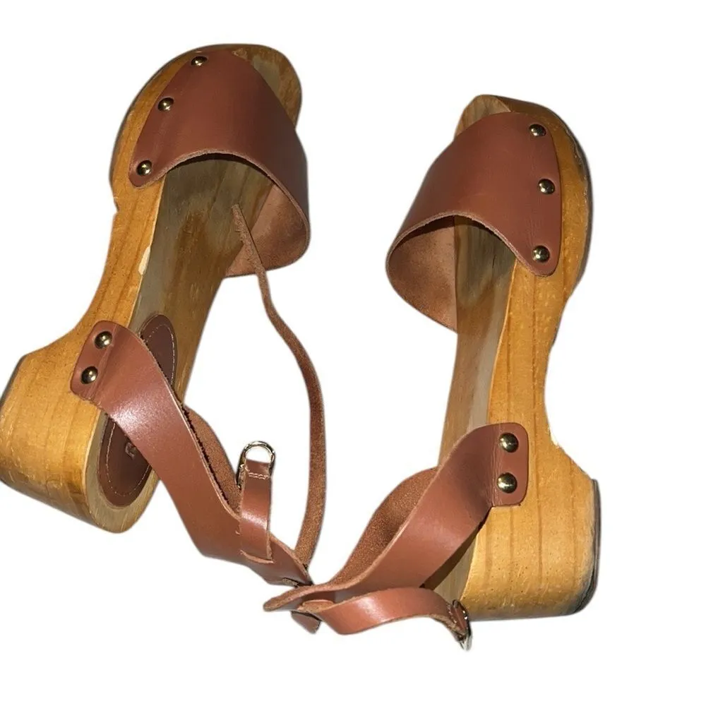 Rag & Co Brown Leather Women's Sandals Size 8 - Image 5