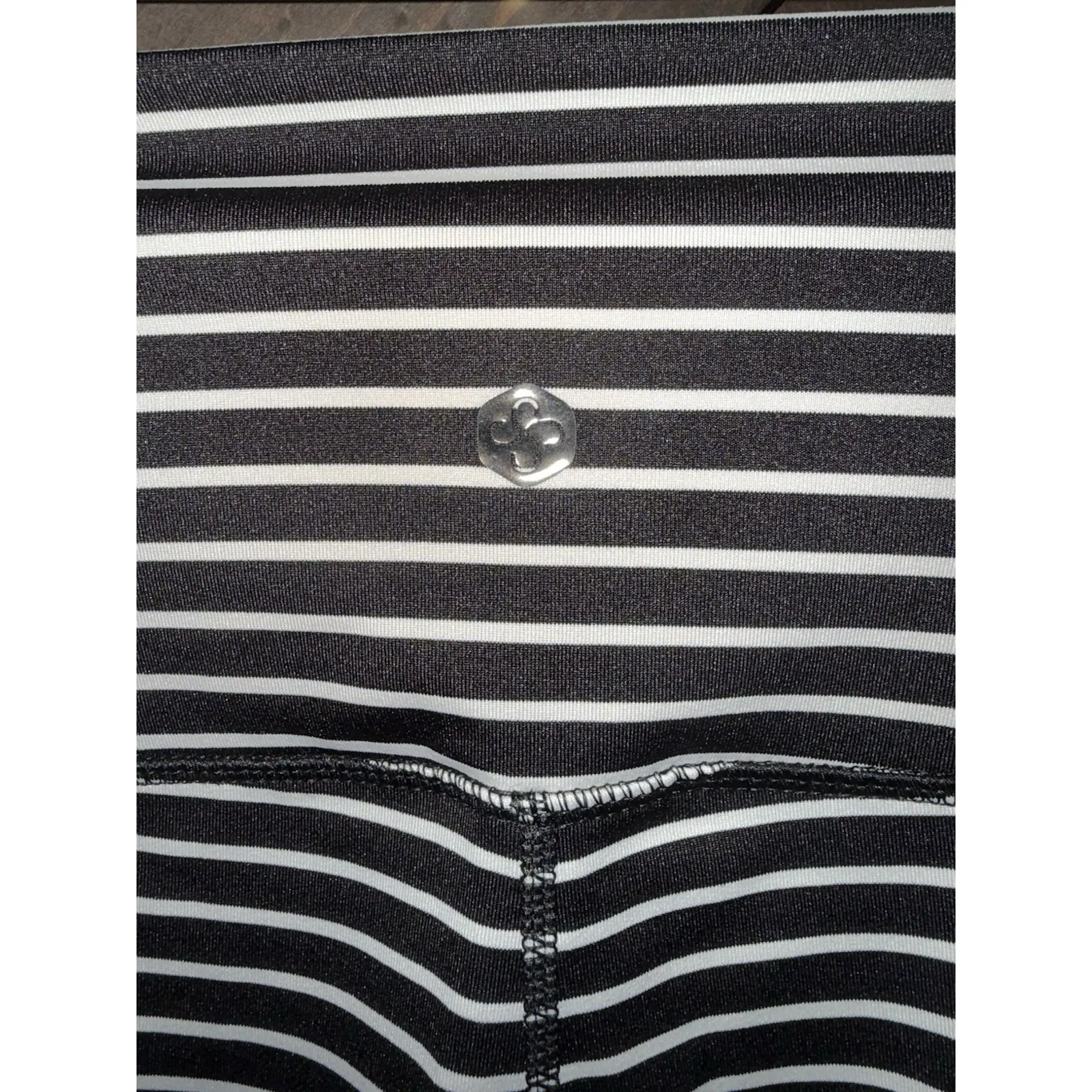 Scorpio‎ Sol Womens Sz Small S Black White High Waisted Athletic Leggings Stripe - Image 2