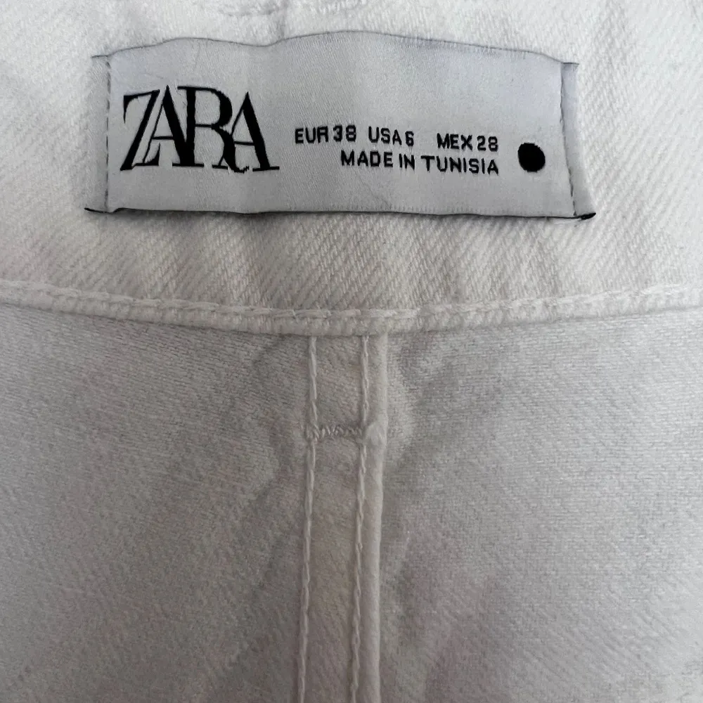 Zara The Trute Women's White Wide Leg Jeans Raw Hem Denim Size 6 US New Other - Image 5