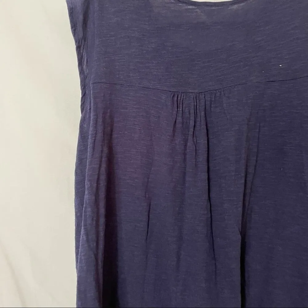 Caslon Dark Blue Eyelet Cap Sleeve Blouse Womens S Romantic Girly Classic Top - Image 7