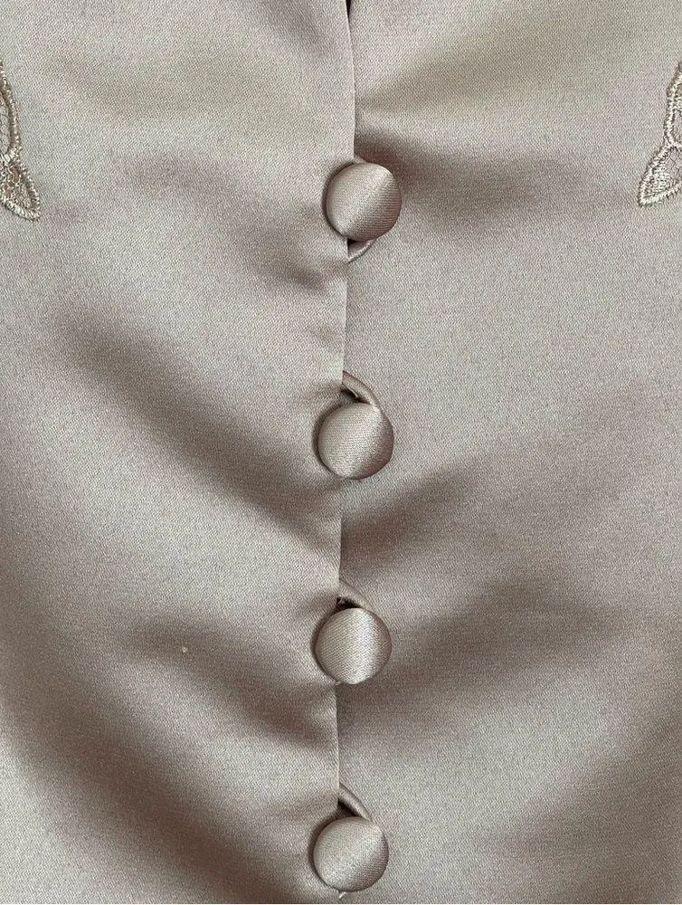 DONNA MORGAN | Gold Satin Embroidered Blazer Jacket Sz 10 - Image 5