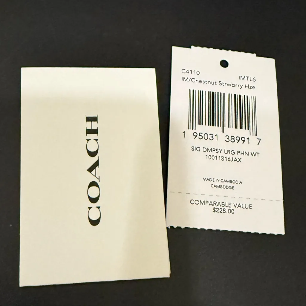 COACH Dempsey Chestnut/Strawberry Haze Signature Jacquard Phone Wallet - Image 12