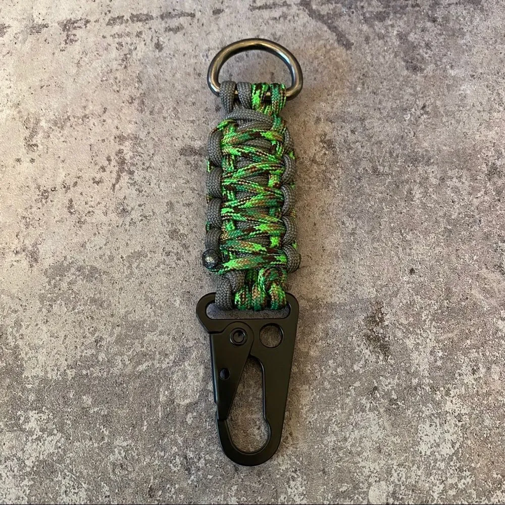 Paracord Keychain Handmade USA Unisex Sporty Green Grey NEW King Cobra - Image 2