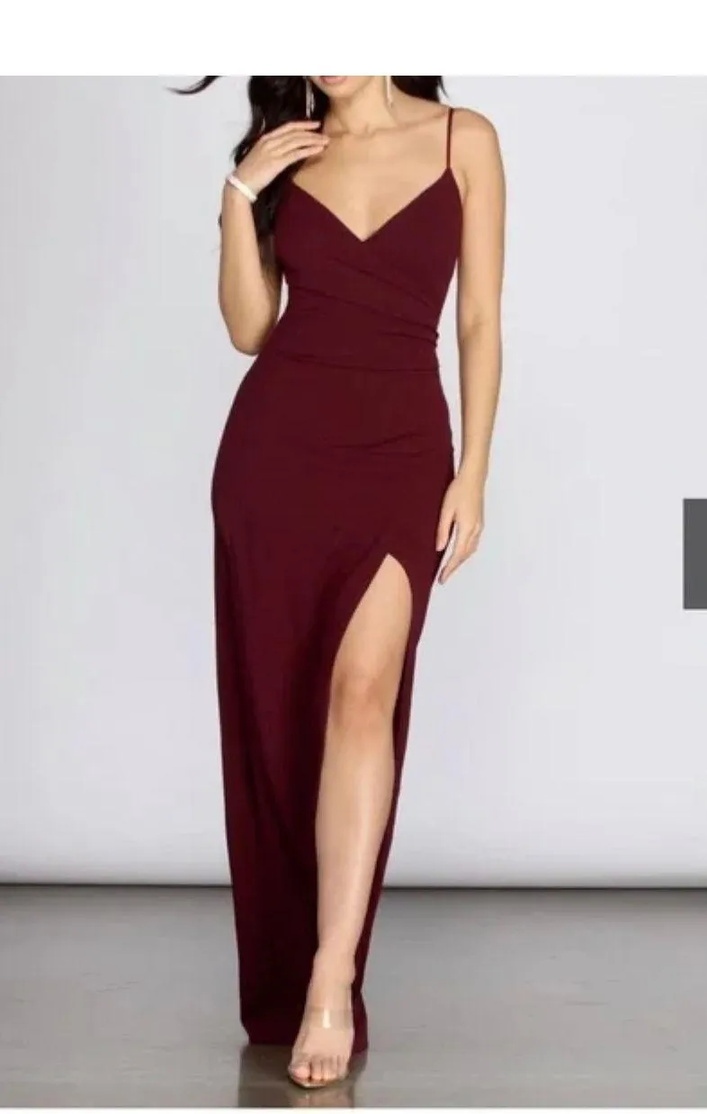 Maxi Bodycon Dress Burgundy (Small) - Image 5