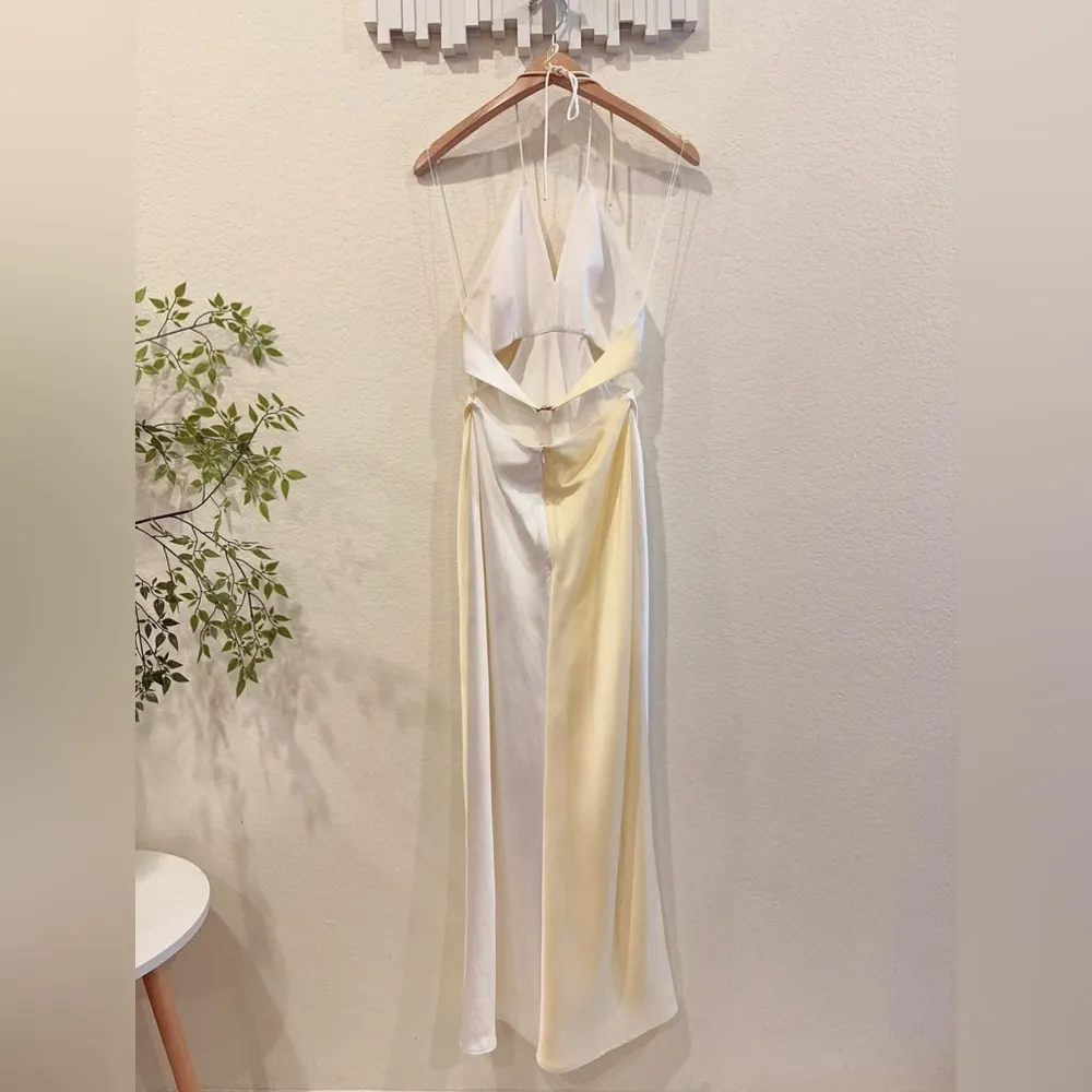 Significant Other Alice Two Tone Satin Maxi Dress Buttermilk Splice Size 4 NWT Yellow - Image 7