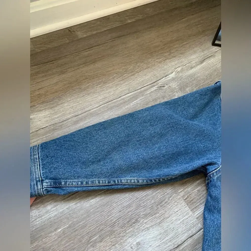 VTG Eddie Bauer Denim Jacket Jean Jacket Bomber Blue Cotton Size M - Image 5