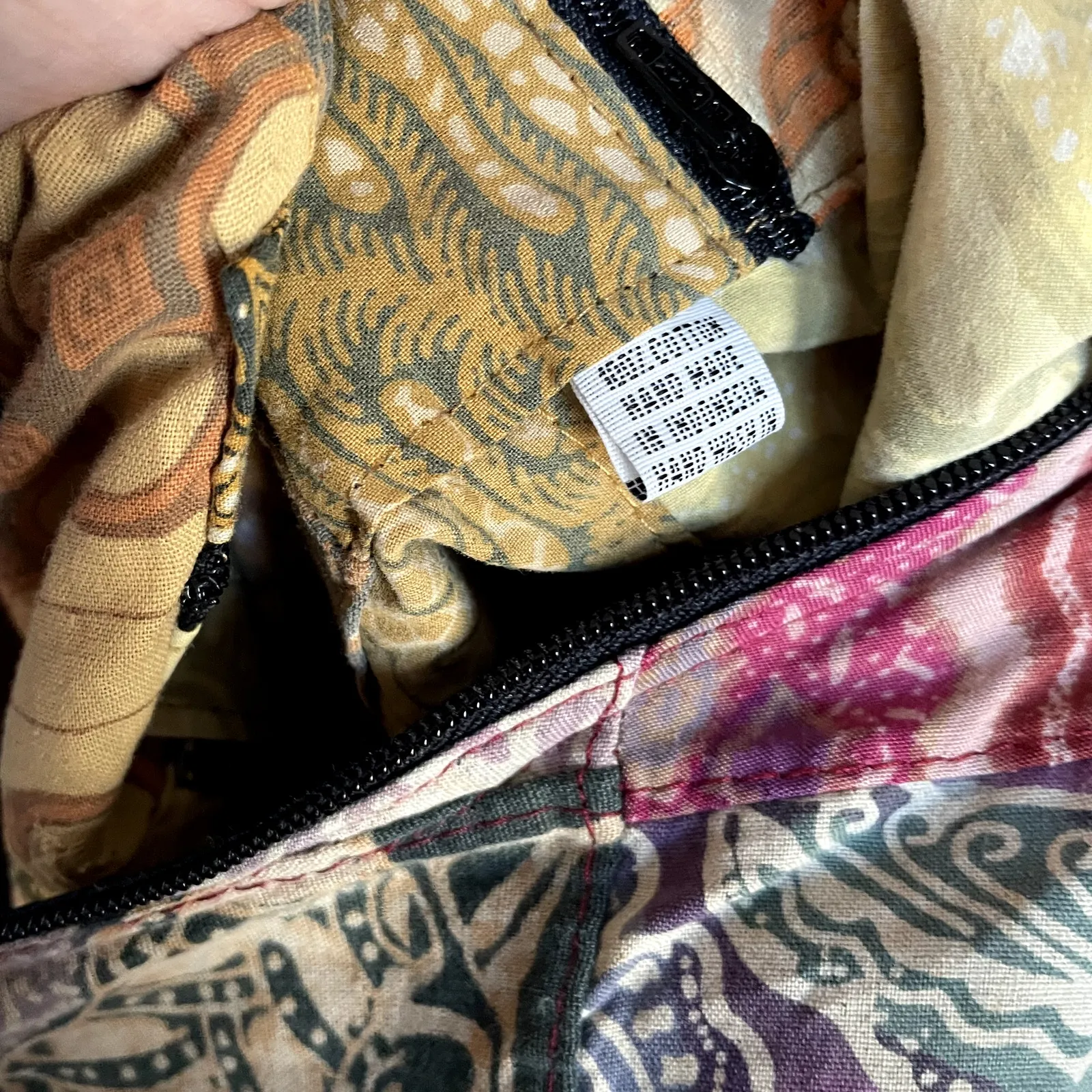 Boho slingbag handmade pockets zipper cotton shoulder bag patchwork large - Image 5