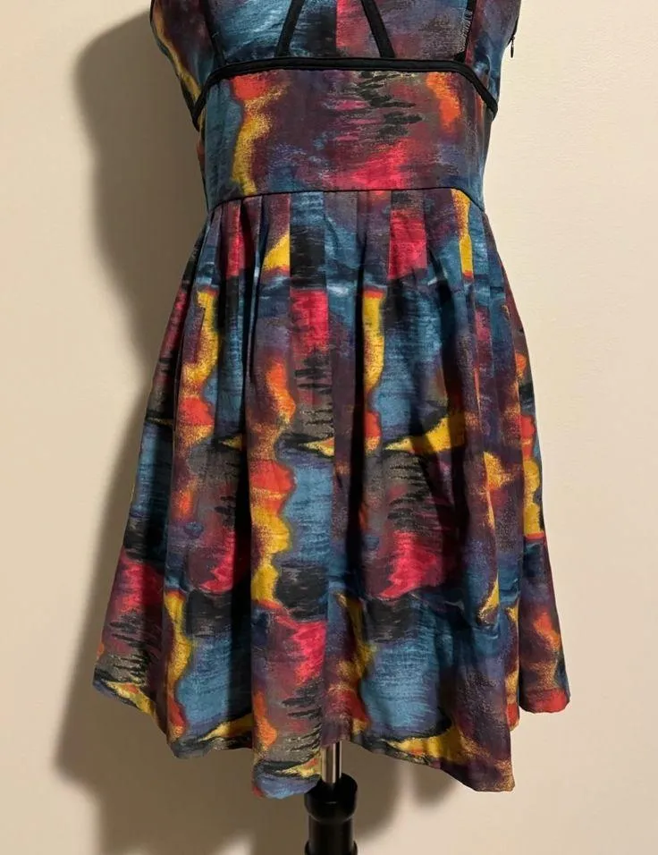 EUC Jack by BB Dakota Multicolor Sweetheart Mini Dress size medium - Image 4