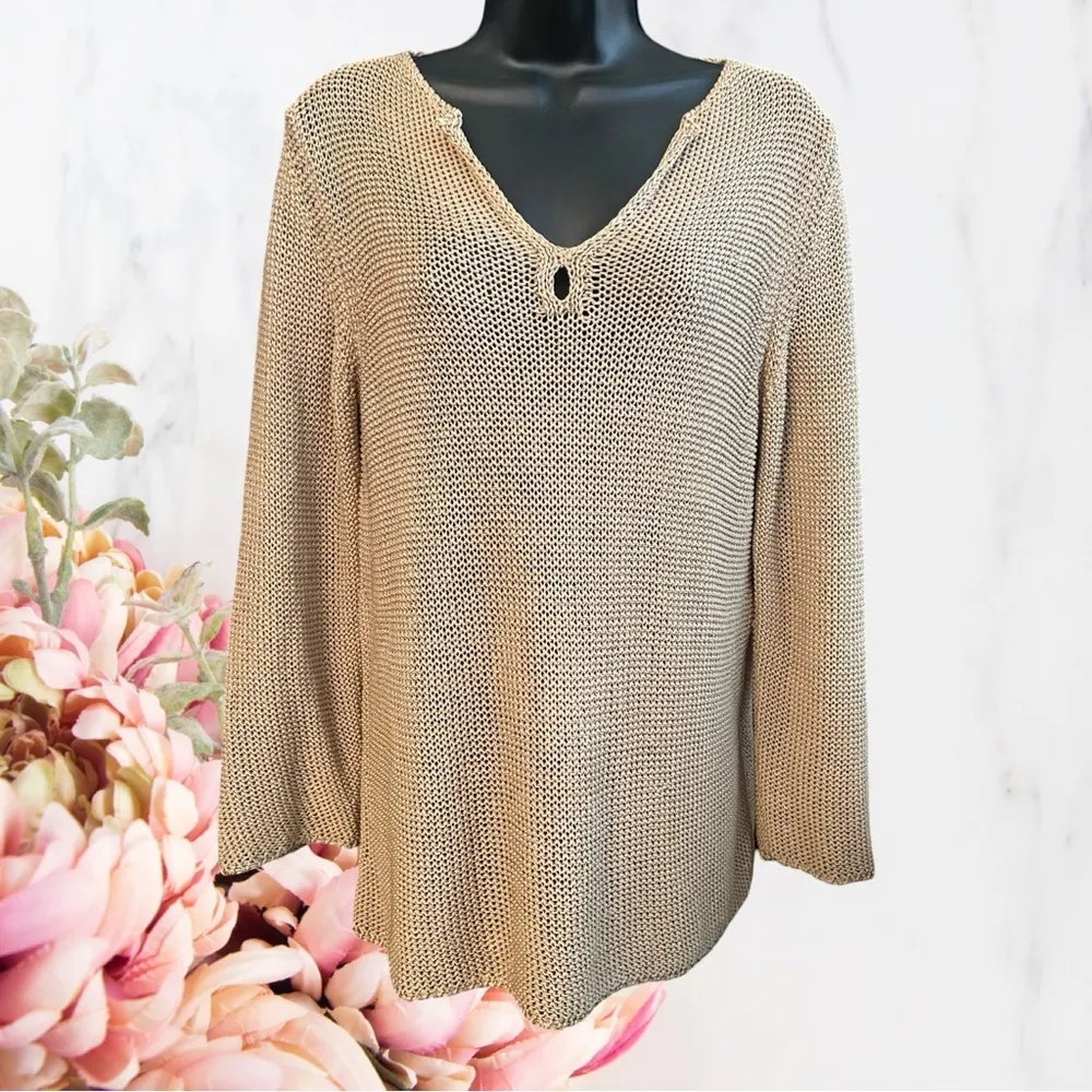 MAX MARA OPEN KNIT TAN SWEATER~ SZ M - Image 9