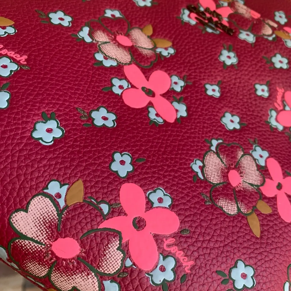 Authentic COACH Floral leather top zip Crossbody - Image 15