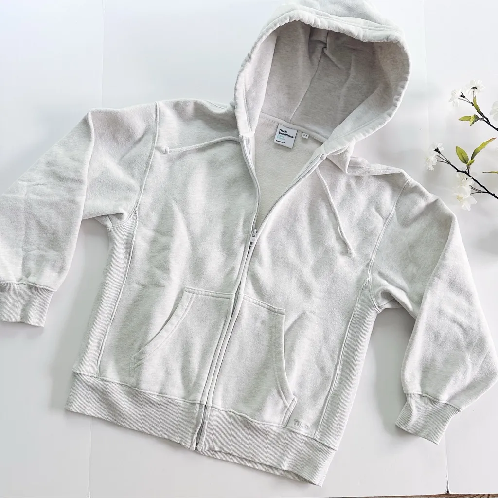 Aritzia TNA Sweatfleece Cozy Fleece Boyfriend Fit Top Zip Up Sweatshirt XXS - Image 7