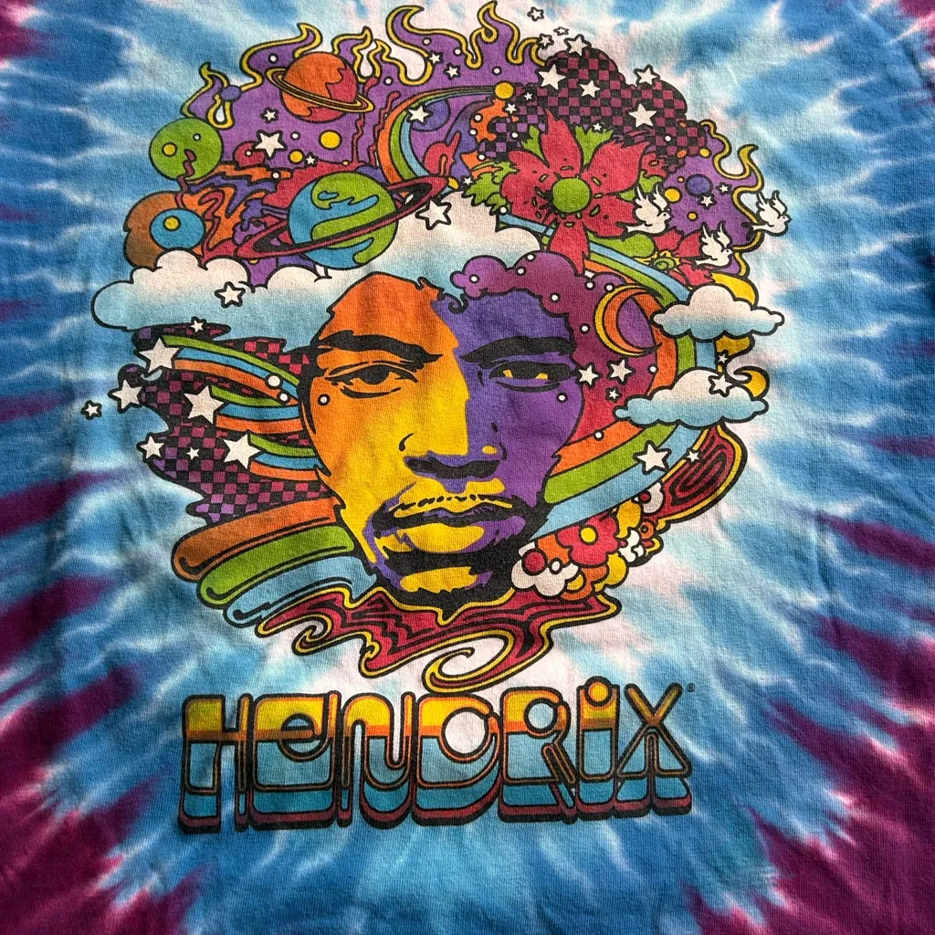 Jimi Hendrix Jimi Mod Tie Dye Liquid Blue Music T - Image 6