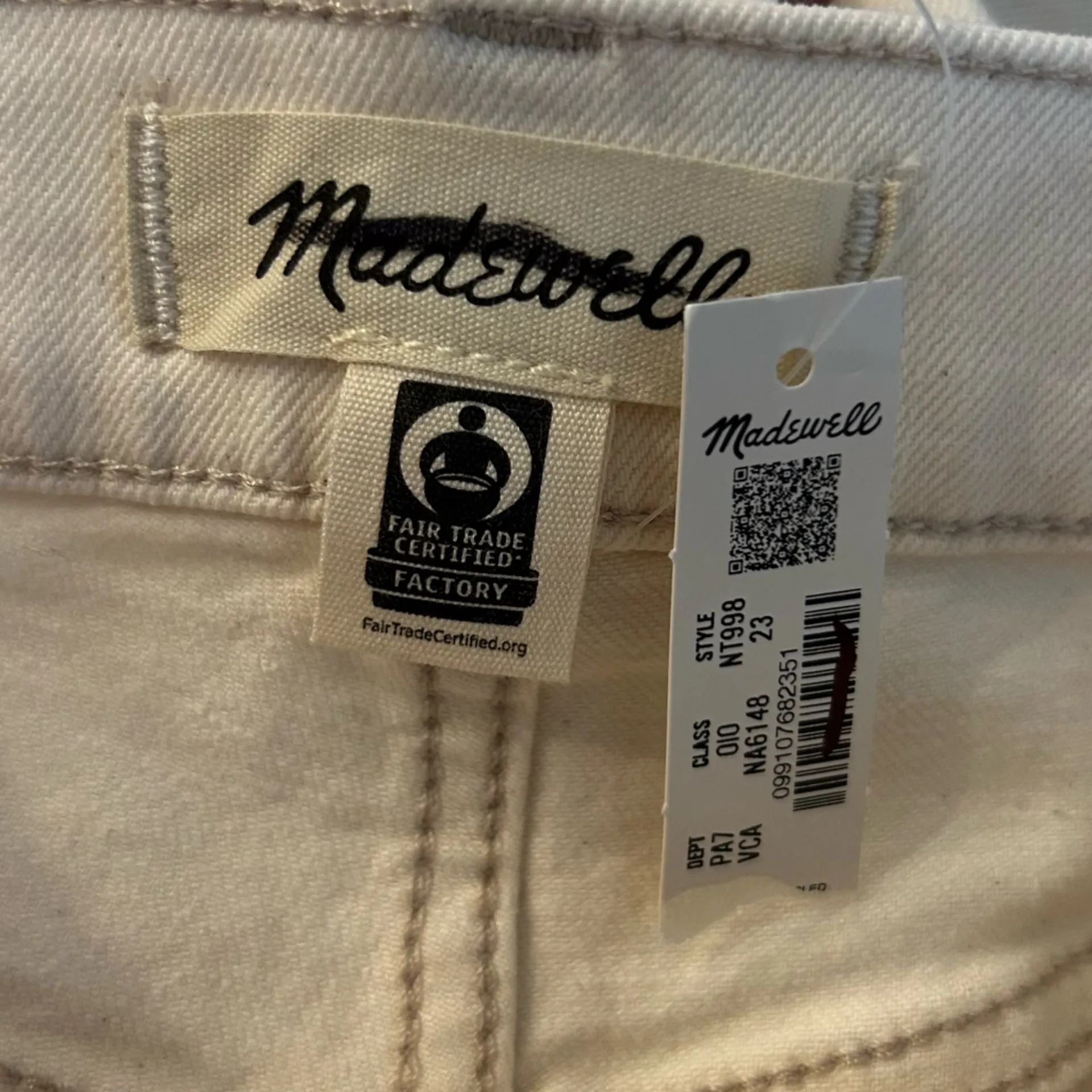 NWT Madewell Cream The Emmett Wide-Leg Full Length Jean: Patch Pocket Edition 23 - Image 6