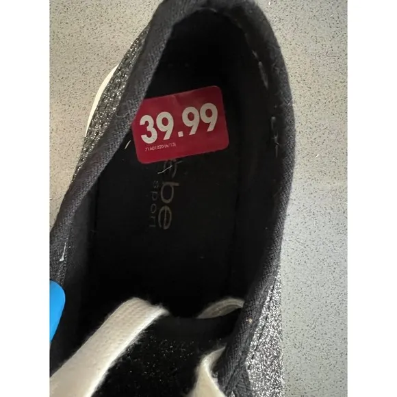 Womens Bebe Sport Dane Lace Up Fashion Sneakers, Black Glitter Size‎ 7 - Image 10