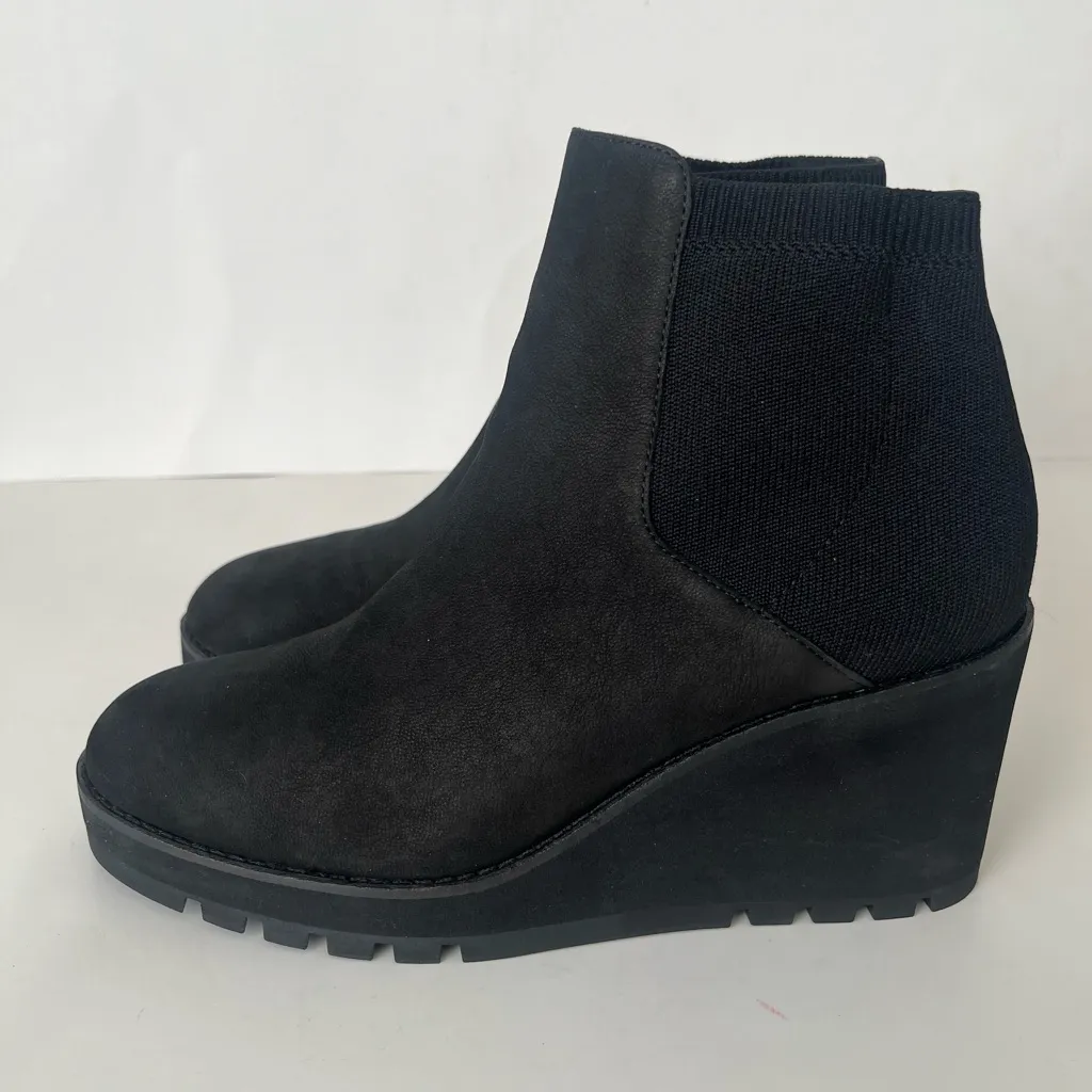 Eileen Fisher Adele wedge leather ankle boots black 9.5 - Image 2