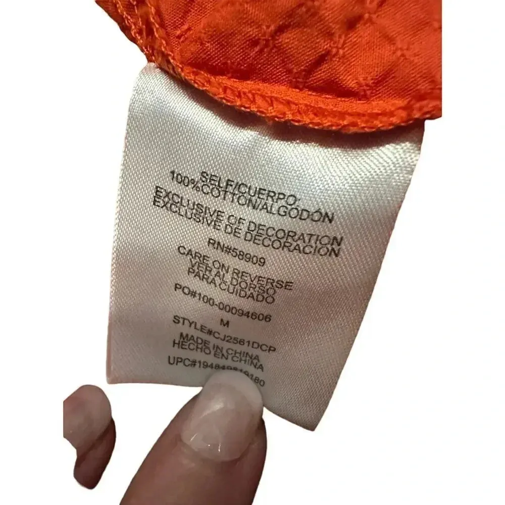 Copper Key Smocked Top Size Medium Orange Off Shoulder - Image 4