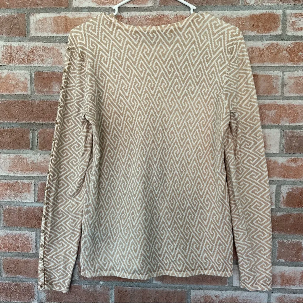 J. McLaughlin Long Sleeve Crewneck Sweater Button Arm Women’s Small Tan - Image 8