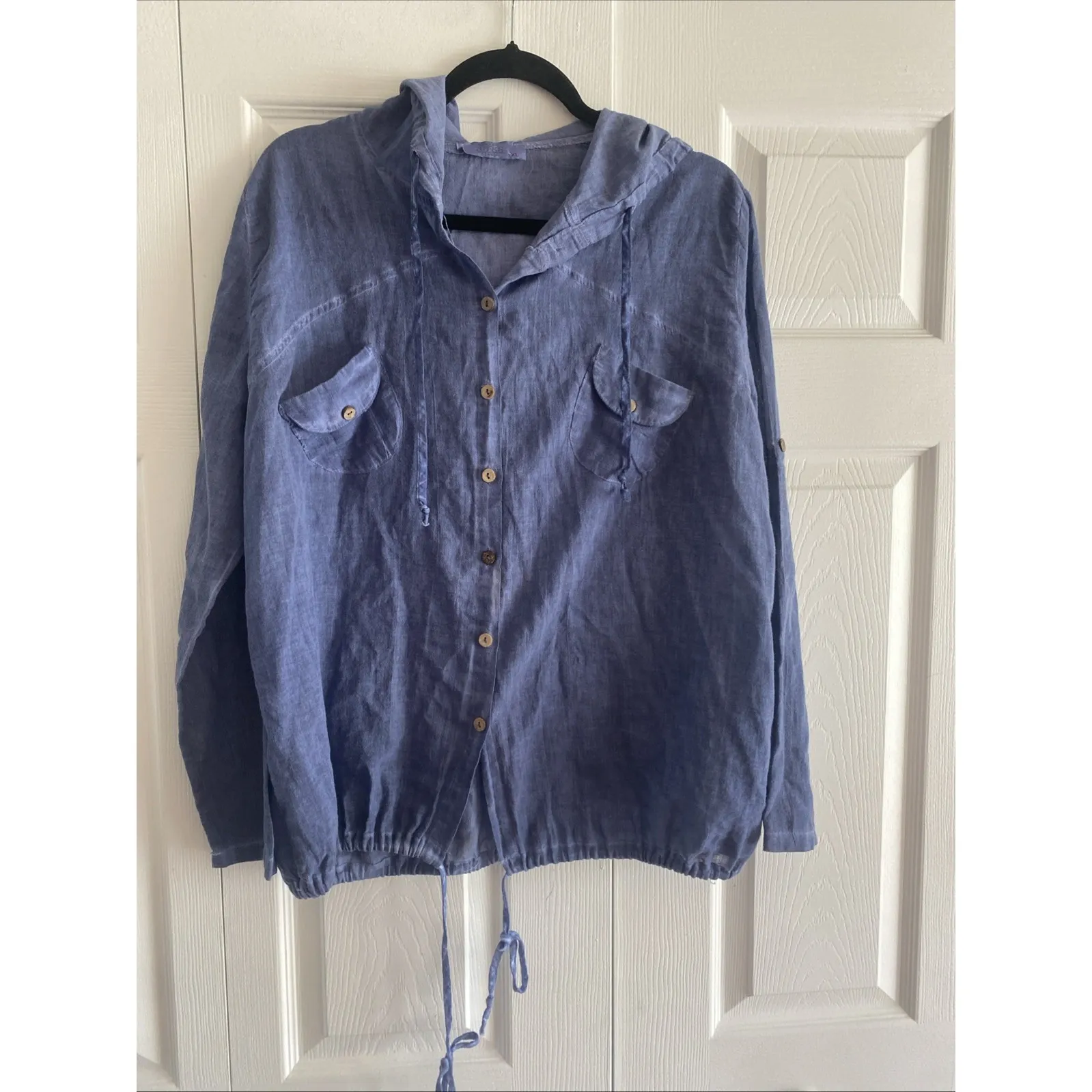 EFES Special Womens XL Blue Buton Front Hooded Coastal Lagom Laggenlook - Image 3