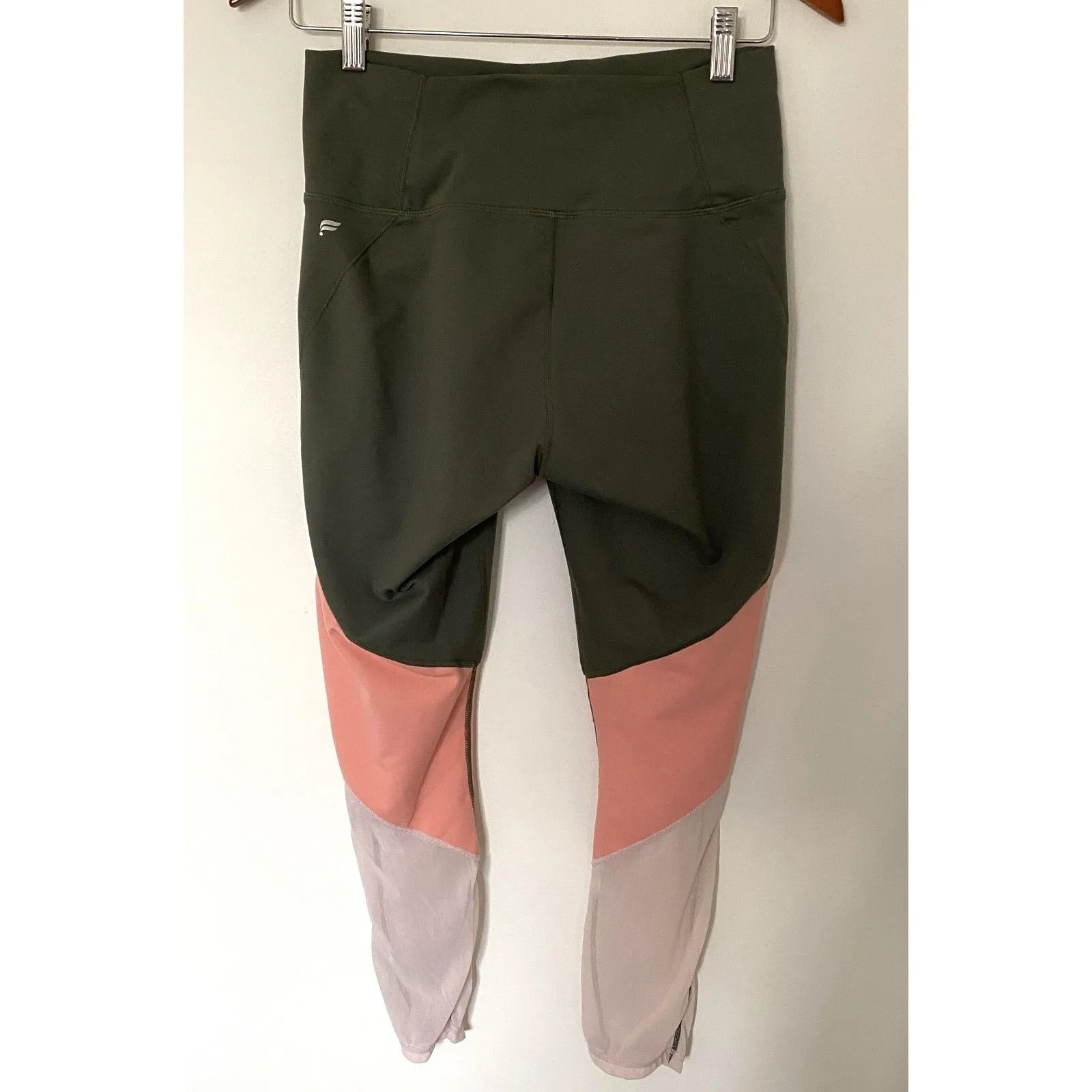 Fabletics Powerhold Zone Green 7/8 Leggings Colorblock Mesh Calf High Waist - Image 3