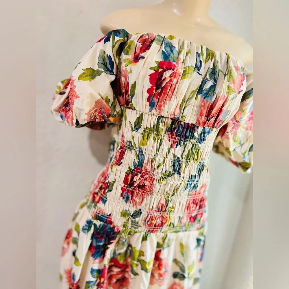 Abercrombie & Fitch Smocked Drop Waist Off Shoulder Floral Maxi Sundress… - Image 15