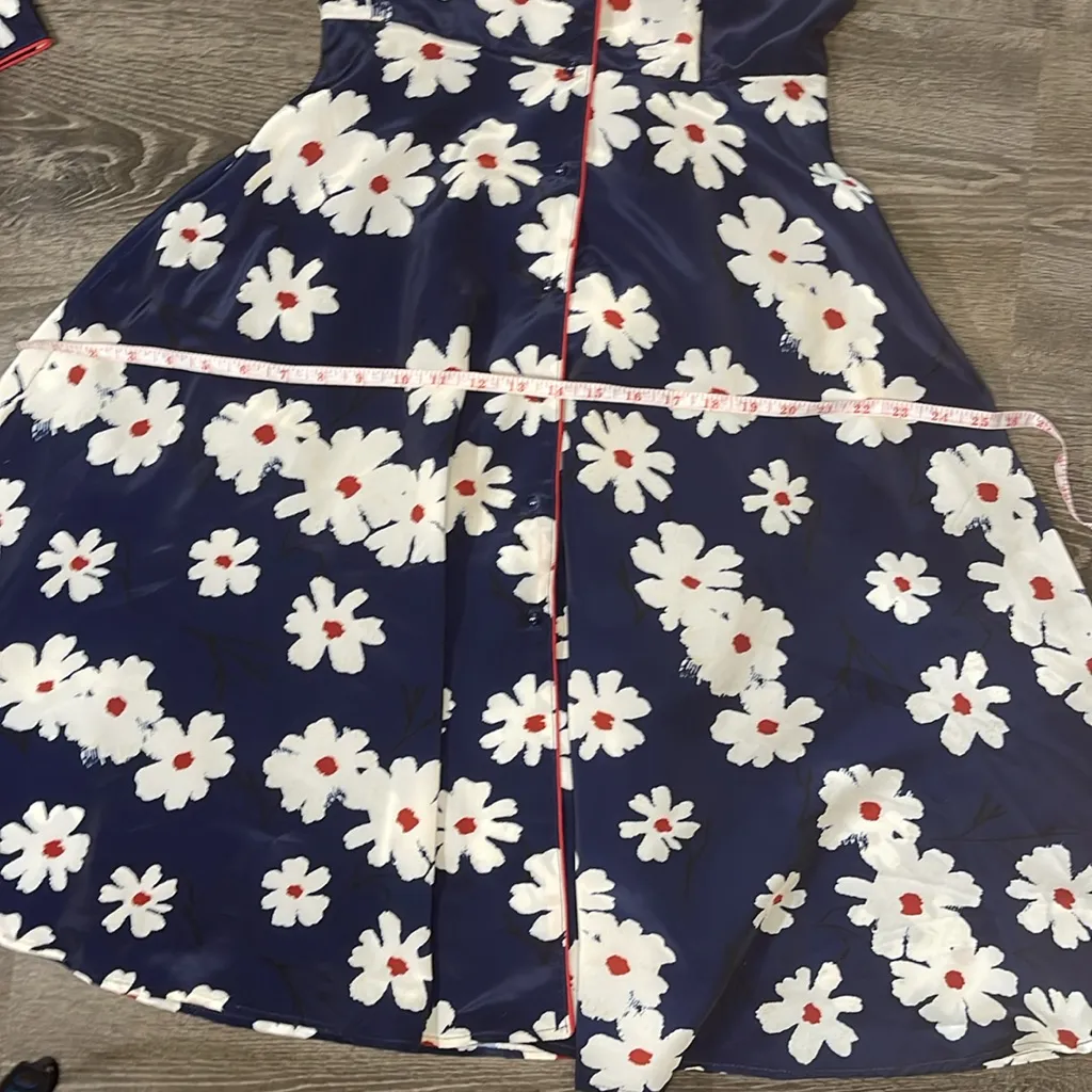 Saint Geraldine Womens Blue Floral Fit & Flare Midi‎ Dress Size Long Sleeves - Image 6