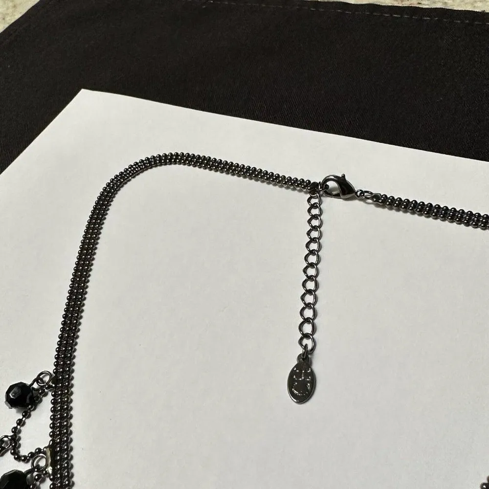 Women’s Signed CH Black Beaded Gothic Bib Necklace Crazy Horse By Liz Claiborne - Image 3