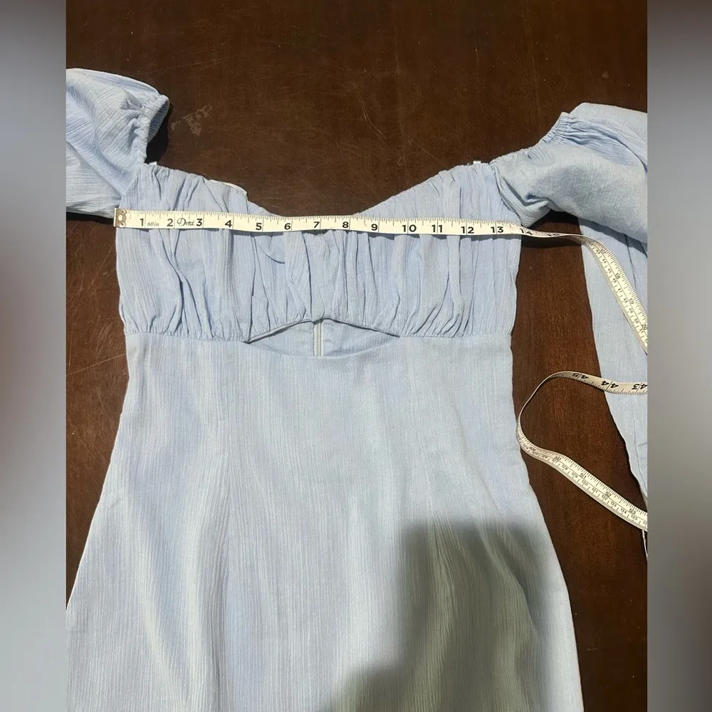 NWT Revolve Rumer Camille Blue Cotton Cut Out Mini Dress Sz Xs Resortwear Cabo - Image 7