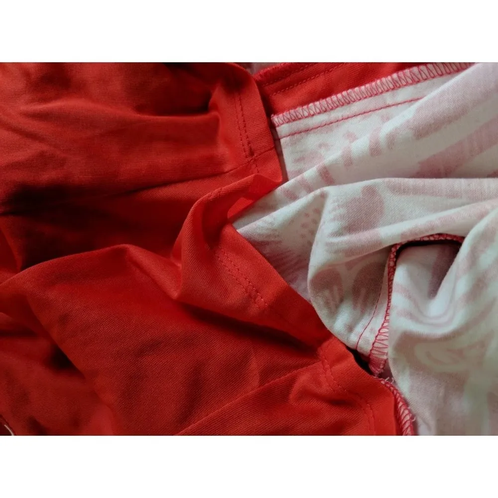 Nine West Printed Sheath Dress Floral Red White Pockets Belt 8 - Image 7